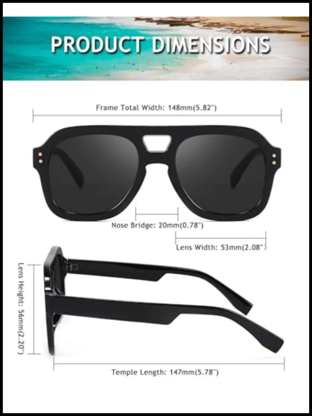 Vintage Pilot Sunglasses for Women Men Square Chunky Frame UV400 Protection